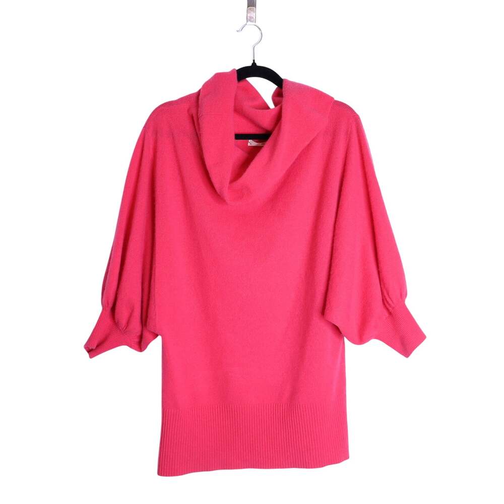 BY ANTHROPOLOGIE Natalie Sweater Cowl Neck 100% Cashmere Rose Pink Women's M